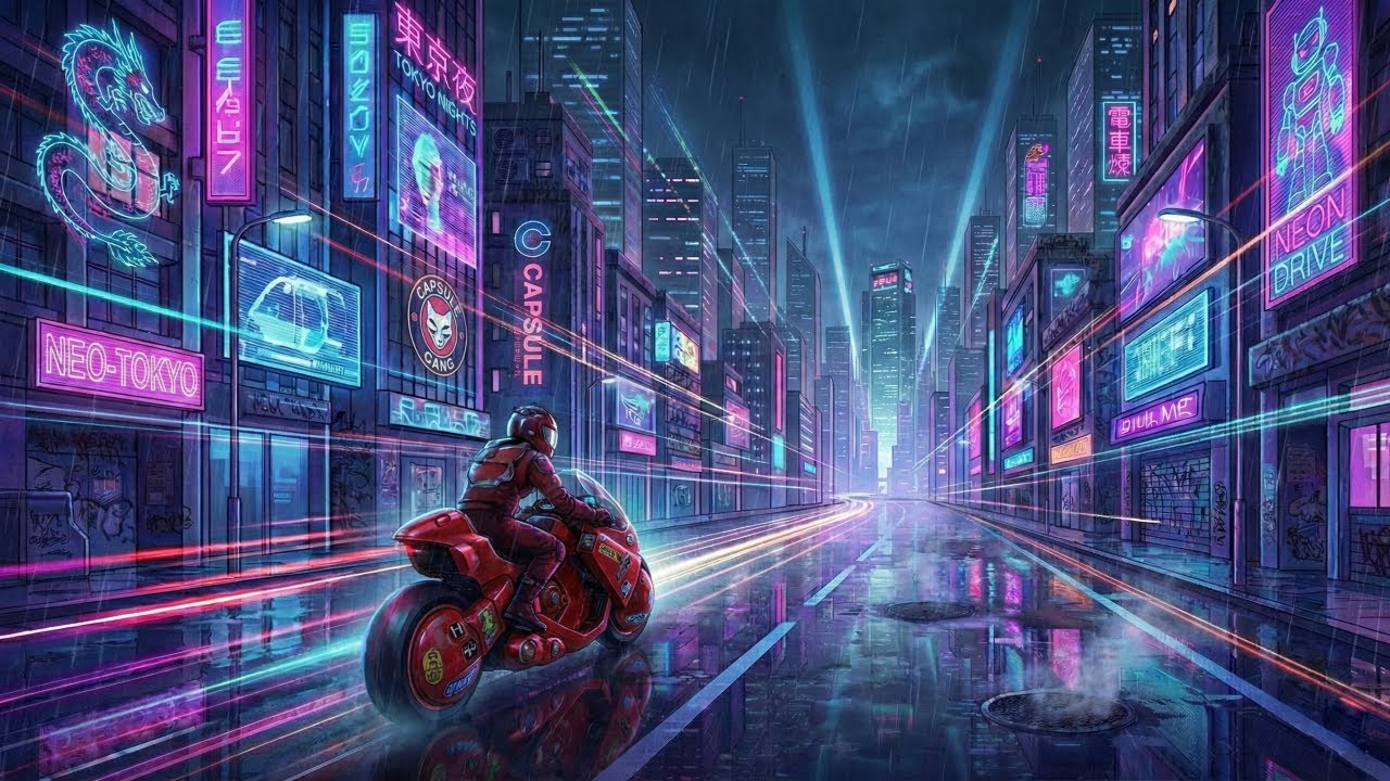 Rain-Soaked Neon | Synthwave Retrowave Instrumental | 80s Cyberpunk Night Drive