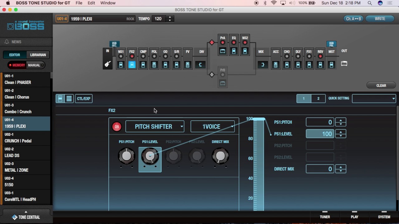 How To Detune Your Guitar or Bass Using The BOSS GT100