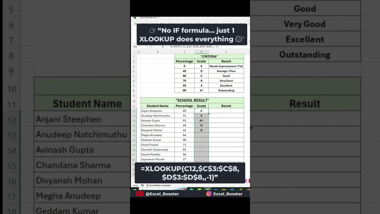 XLOOKUP Magic in Excel ✨ Build Smart Result System Instantly #excel