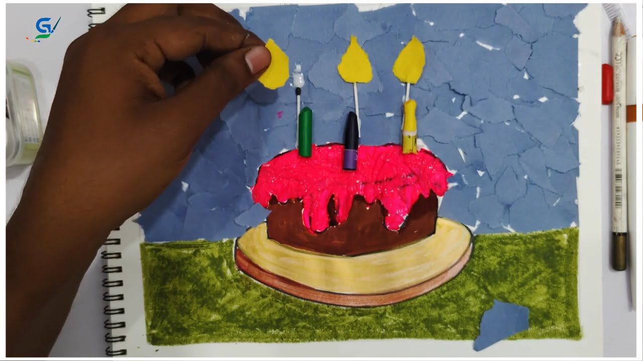 Birthday Cake Mixed media Art/ online class in Tamil/ Chandru