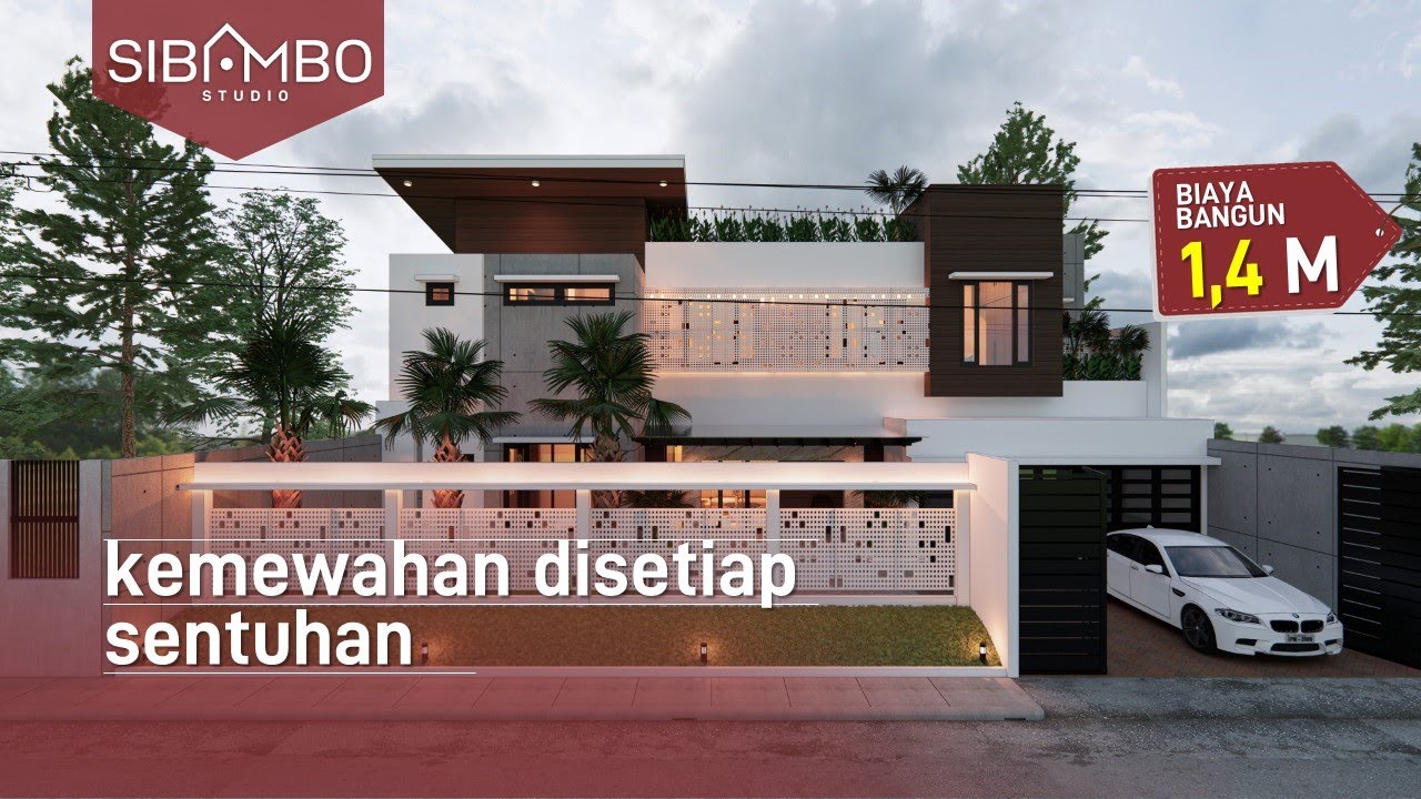 Lihat Ini ! Desain Rumah Modern 2 lantai 5 Kamar Tidur di Lahan 19 x 19 m