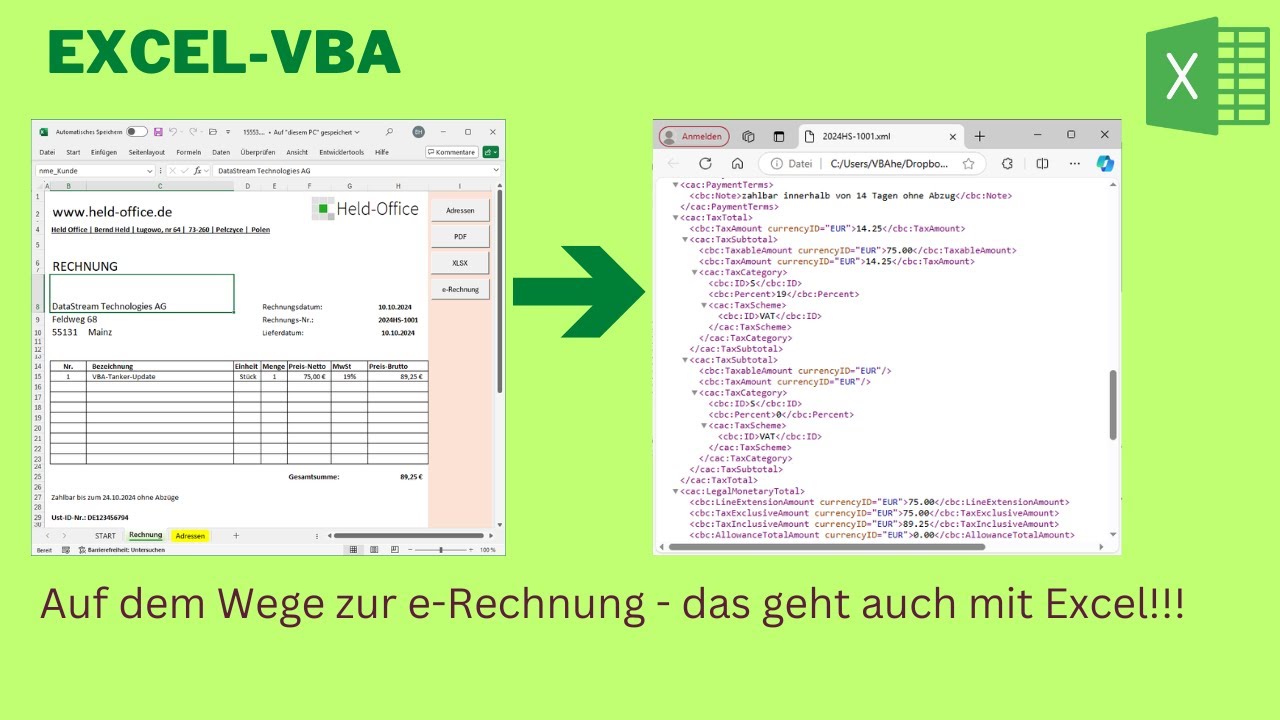 Video 406: Auf dem Weg zur eRechnung: Wie Sie mit Excel und etwas VBA den digitalen Wandel meistern