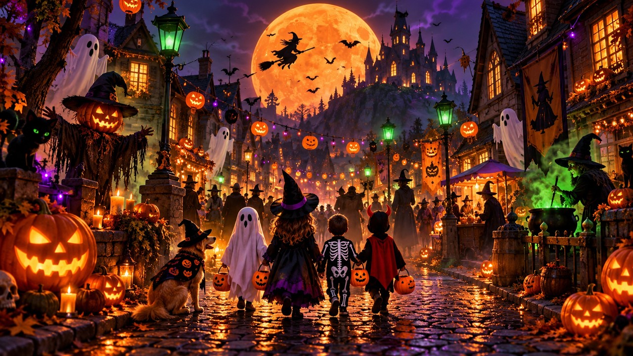 🎃 Haunted Autumn Night 2026 👻 | Spooky Village Ambience, Eerie Sounds & Halloween Music
