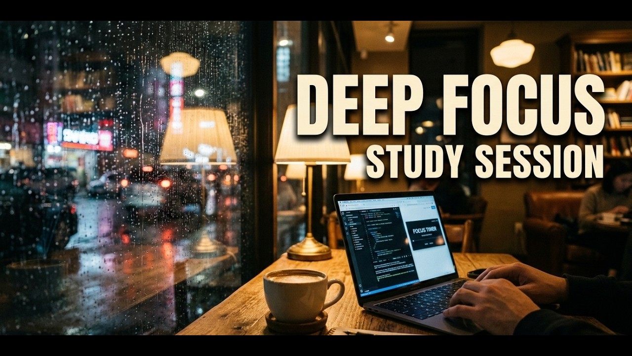 4 Hours Coffee Shop Ambience ☕ Deep Focus Study & Work Music | Rain, Jazz & Morning Piano