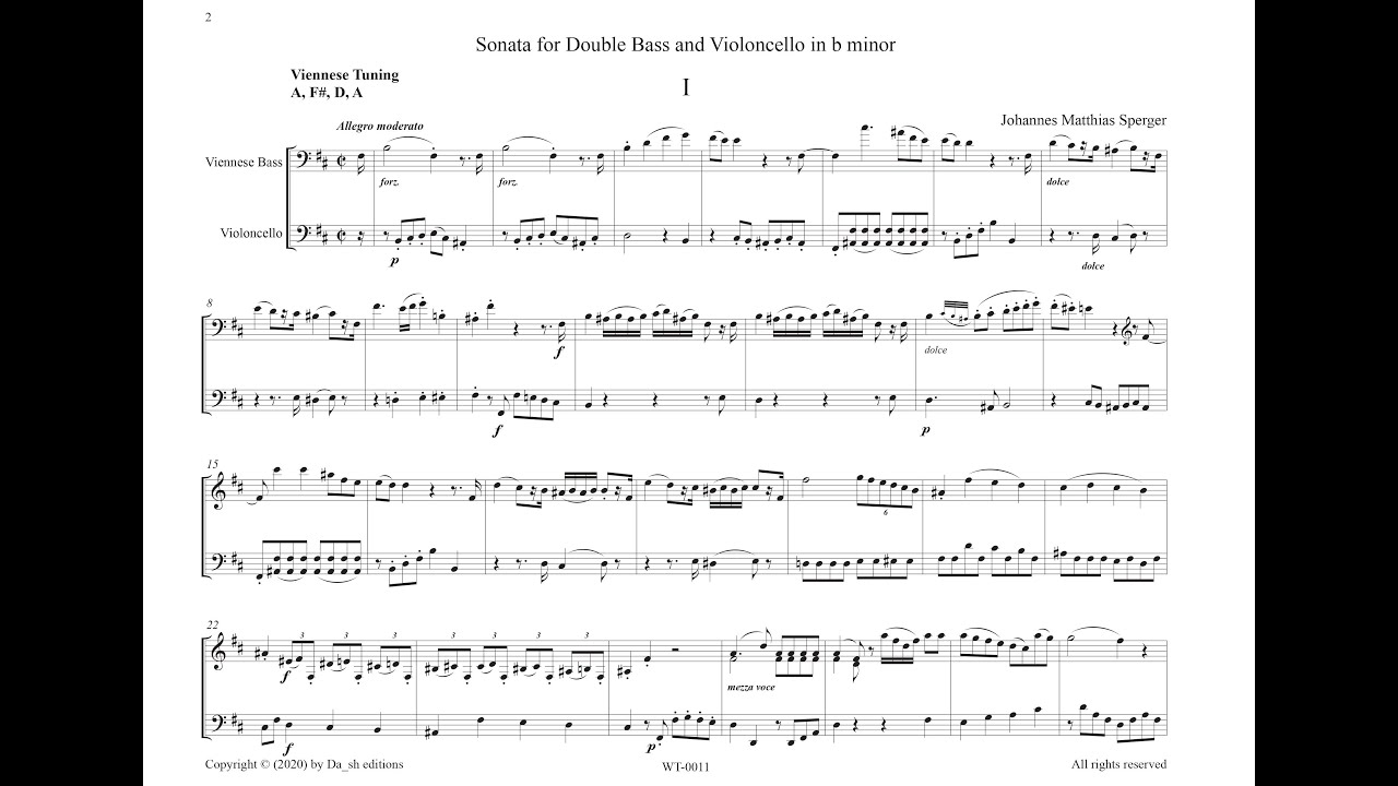 Johannes Sperger – Sonata für Violoncello und Kontrabaß (1790)