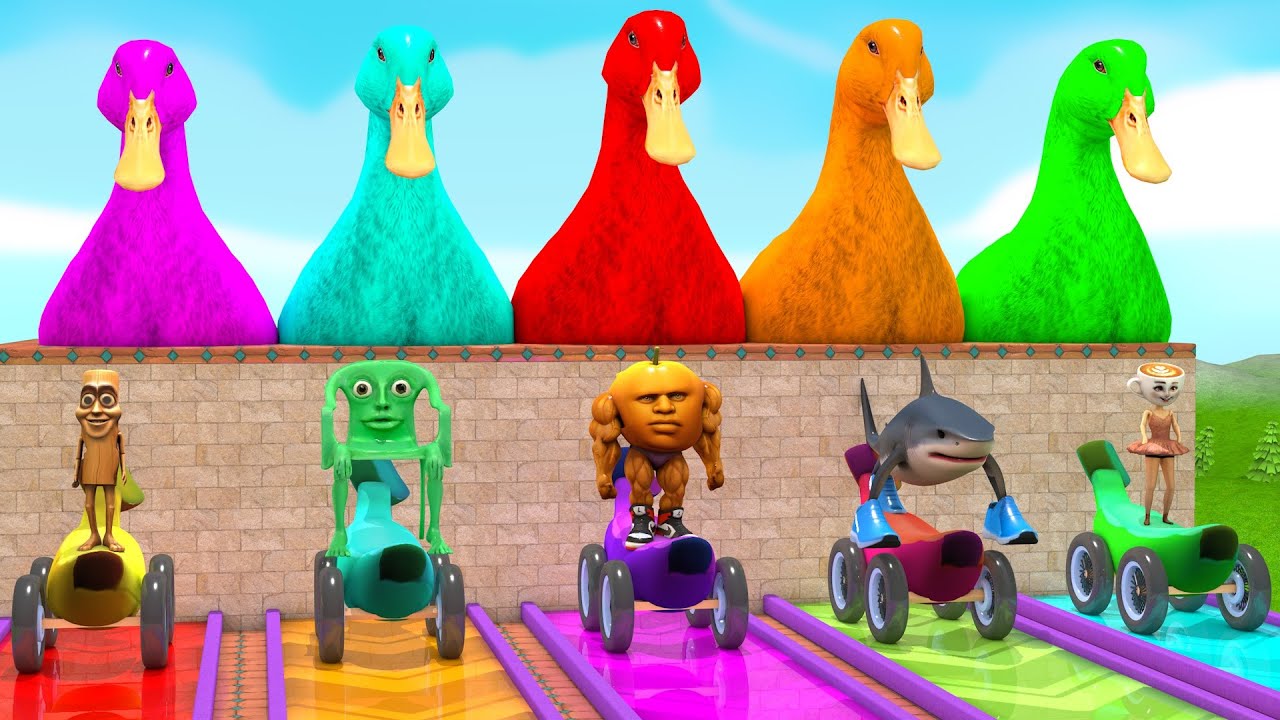 Long Slide Game with Cow Elephant Gorilla Hippopotamus Tiger 3d Animal Game Funny 3d Animals