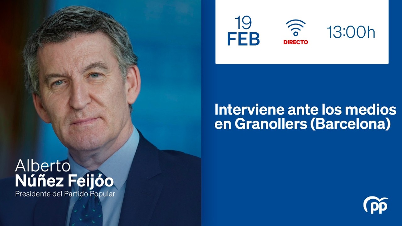 Feijóo interviene ante los medios en Granollers (Barcelona)