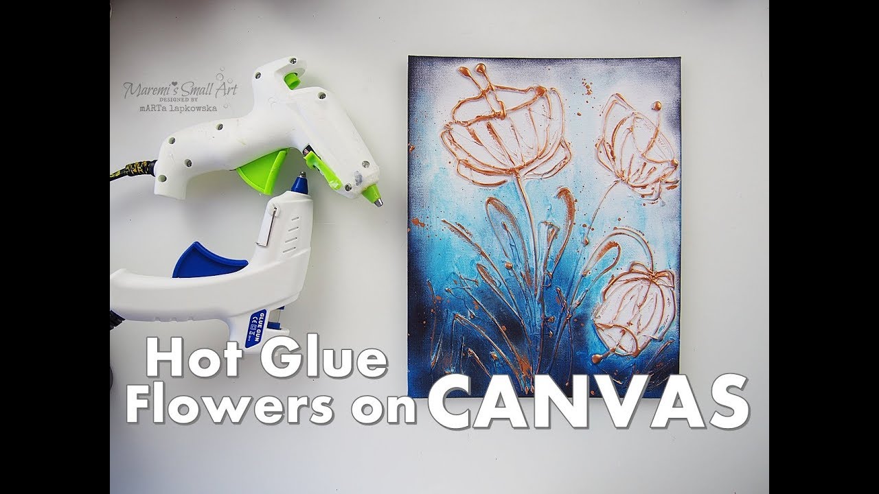 DIY Flowers on Canvas using Hot Glue ♡ Easy for Beginners ♡ Maremi's Small Art ♡