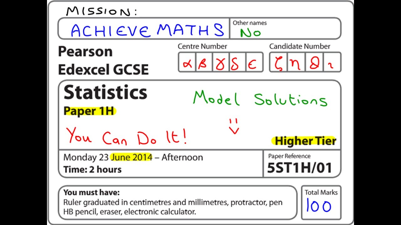 GCSE Statistics Edexcel June 2014 (complete paper)