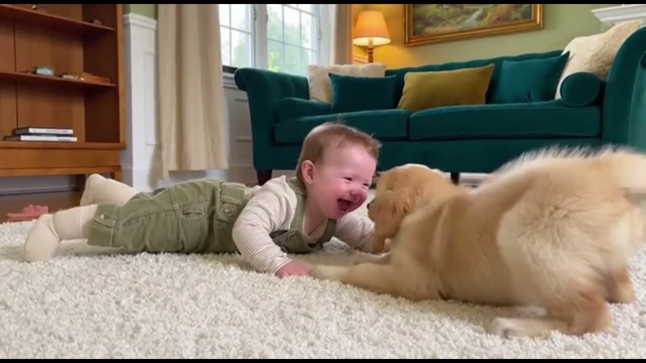 Puppy Start Rolling With This Baby… Wait for the Laugh🐶 | Viral Funny Moments😂