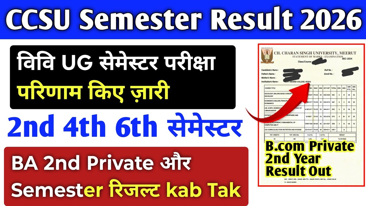 🔥 CCSU Result 2026 Latest Update | UG 2nd 4th 6th Semester Result Kab Aayega?