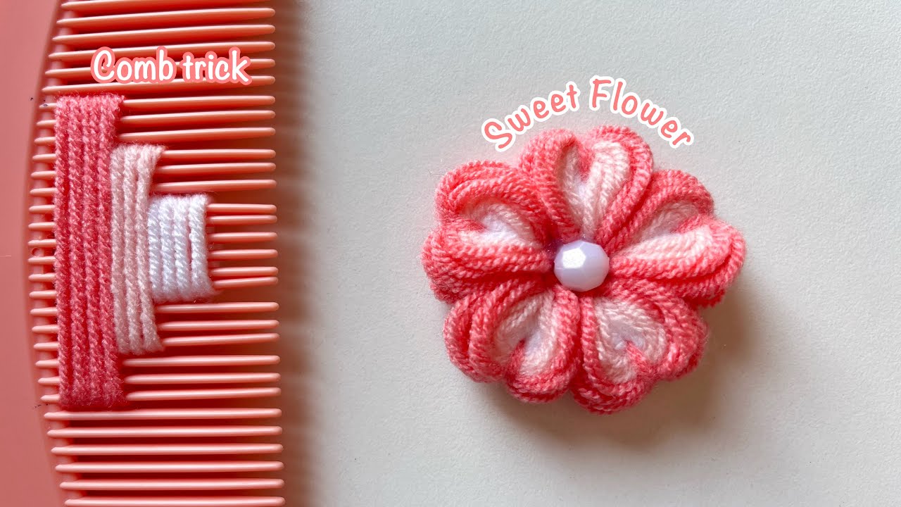 Quickly Sweet Flower Making Idea with Comb - Hand Embroidery Design Trick - DIY Flower Idea.