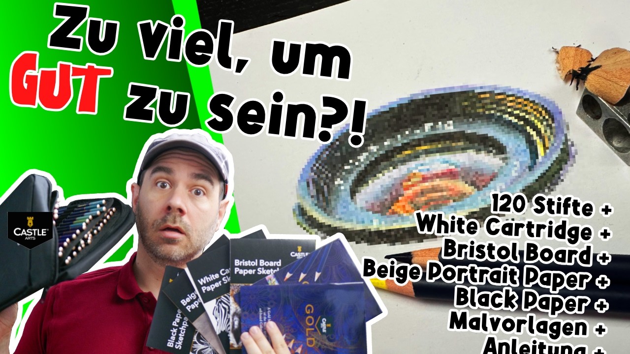 Castle Arts Gold liefert viel Zubehör - aber wär Weniger Mehr gewesen? (Buntstifte im Test)