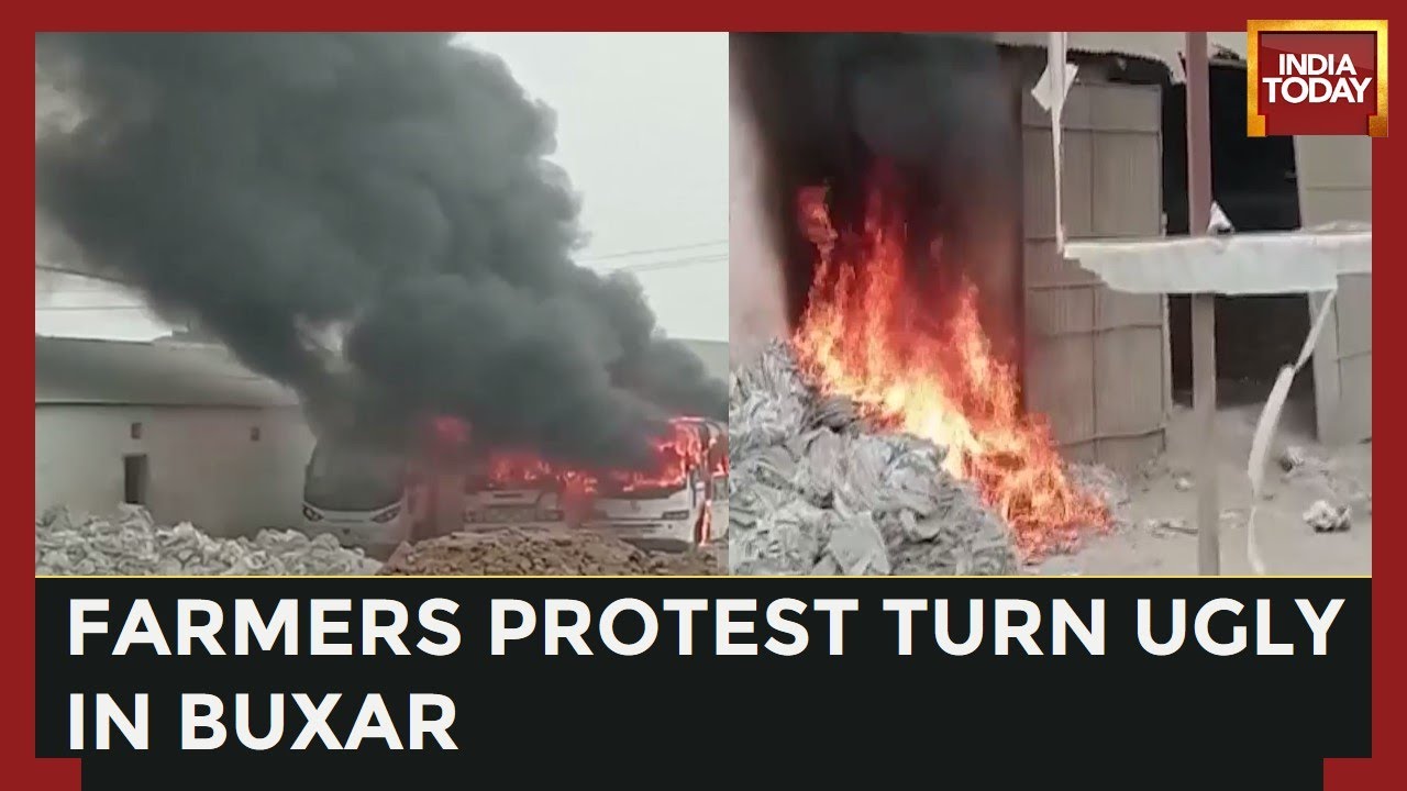 Cops Lathi Charge On Farmers In Buxar, Government Vehicles Vandalised