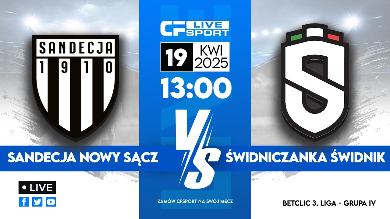 LIVE 🔴 | Sandecja Nowy Sącz - Świdniczanka Świdnik 📺 | Betclic 3. liga 🏆