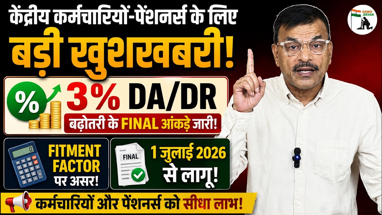 केंद्रीय कर्मचारियों-पेंशनर्स के लिए बड़ी खुशखबरी! 3% DA/DR बढ़ोतरी Fitment Factor पर असर