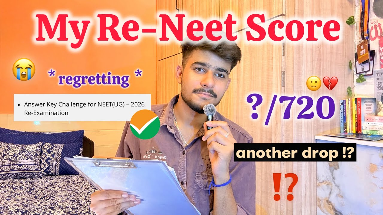 My Re-Neet 2026 Score 😭💔 NTA Answer key 🥲🥀 Another Drop ⁉️ #neet #reneet #nta