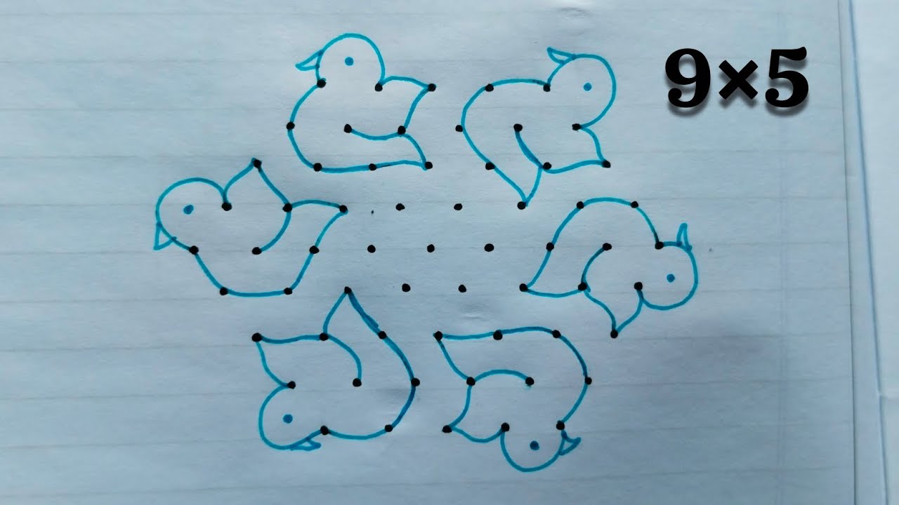 #rangoli #9×5 rangoli 🌺🌸#muggulu #kolam#simplerangolidesigns #rangoliwithdots#rangolidesigns#ytvideo