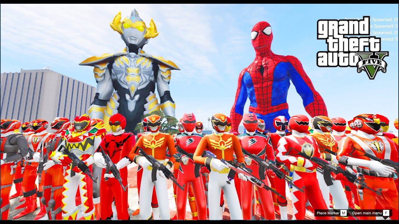 GTA 5 Mod - 500 Anh Em Siêu Nhân Đỏ Tiêu Diệt Ultraman Taiga Photon Earth