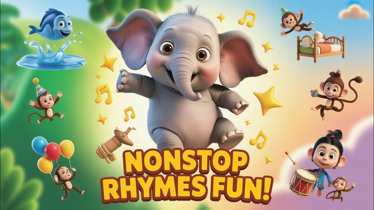 Ek mota hathi | Funny Animal Rhymes Compilation |  Machhli Rani + Bandar Mama | 3D Kids Songs