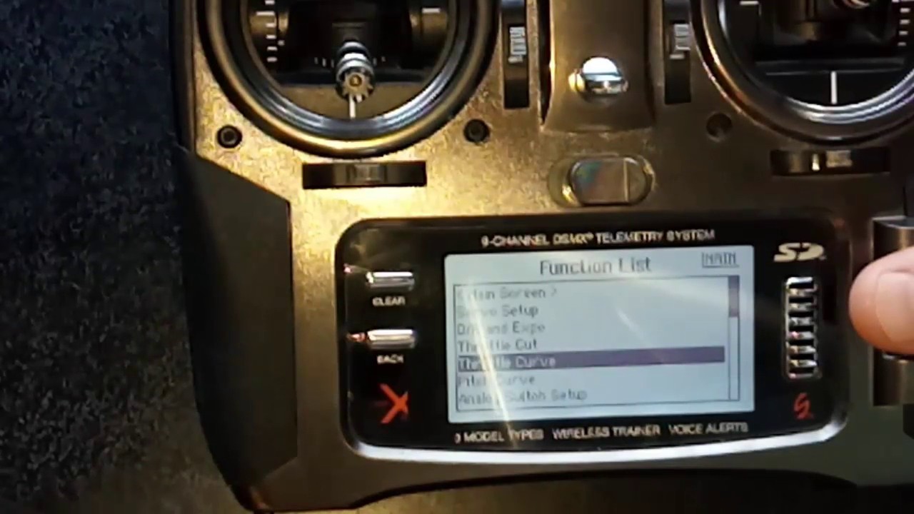 Spektrum DX9 how to set up throttle and pitch curves