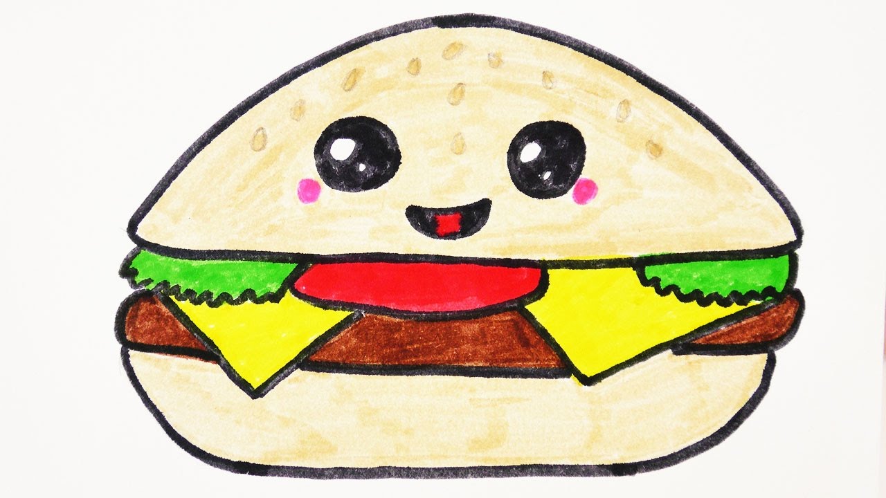 KAWAII CHEESEBURGER DIY malen | süßen BURGER für Einladungen und Geburtstagskarten selber machen