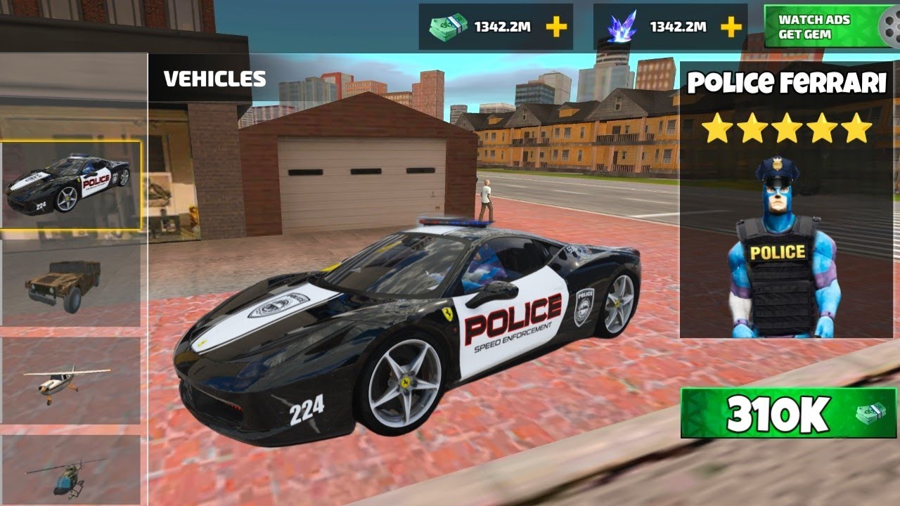 Rope Hero Steals New Police Ferrari Car From Gta V | Rope Hero Vice Town 😱