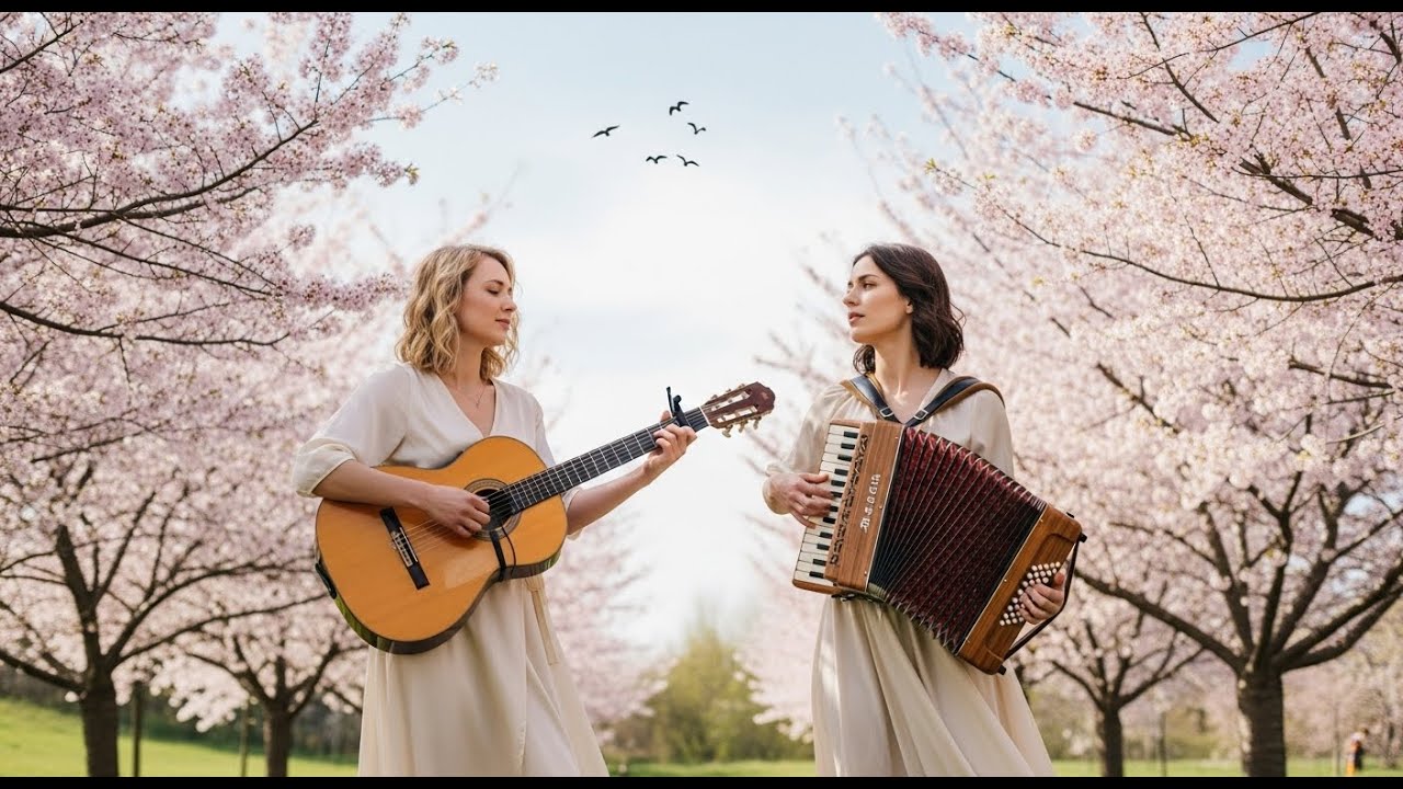Relajación Con Guitarra Española Y Acordeón En Atardecer Mediterráneo Suave Y Extendido