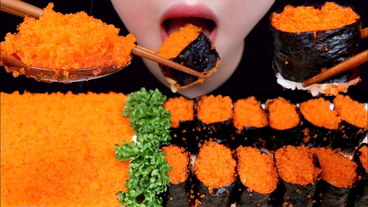 ASMR FLYING FISH ROE, FLYING FISH ROE SUSHI 날치알, 날치알군함 리얼사운드 먹방 EATING SOUND MUKBANG