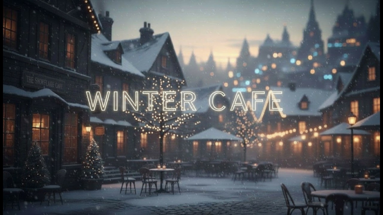 You’re Sitting in a Cozy Café Village on a Snowy Winter Evening ❄️ Warm Jazz Ambience