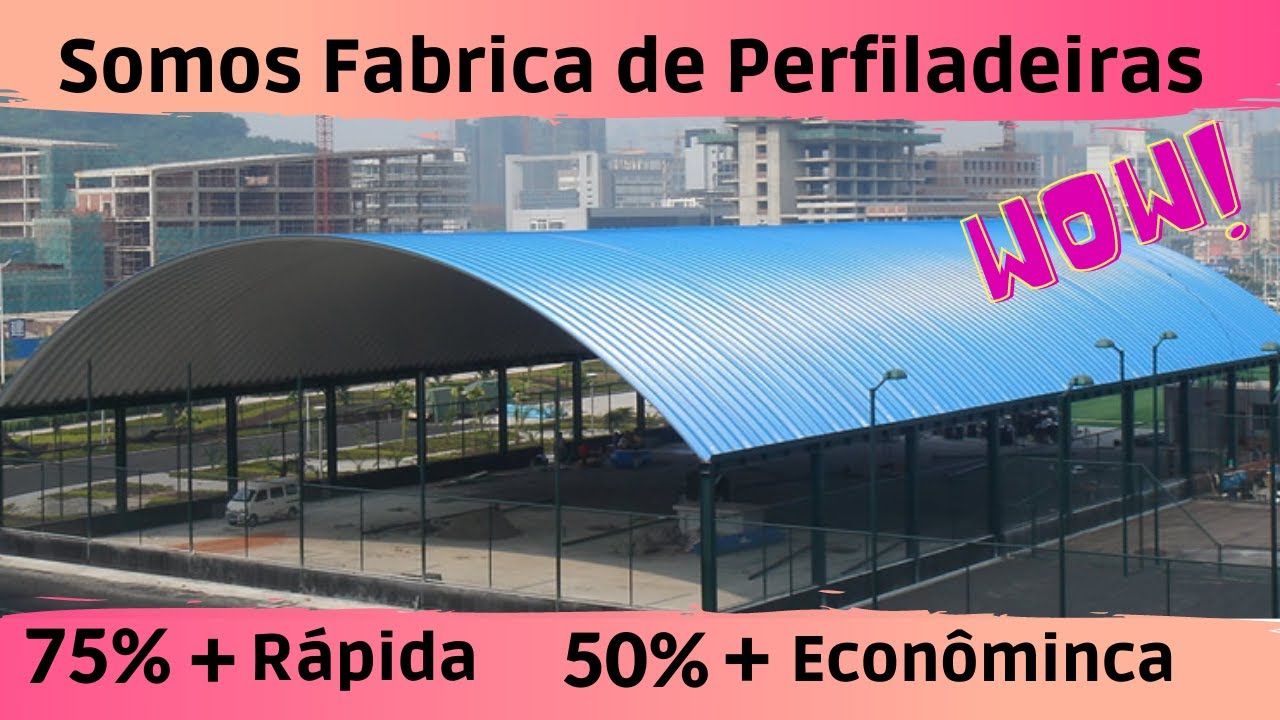 Galpões Com 40 Metros de Vão Livre Máquina Perfiladeira de Telhas Autoportantes Zipadas galvanizadas