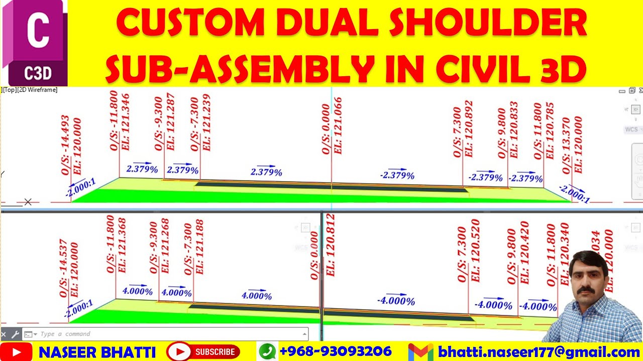 Custom dual shoulder sub assembly in civil 3d | Sub assembly with paved and earthen shoulder in C3d
