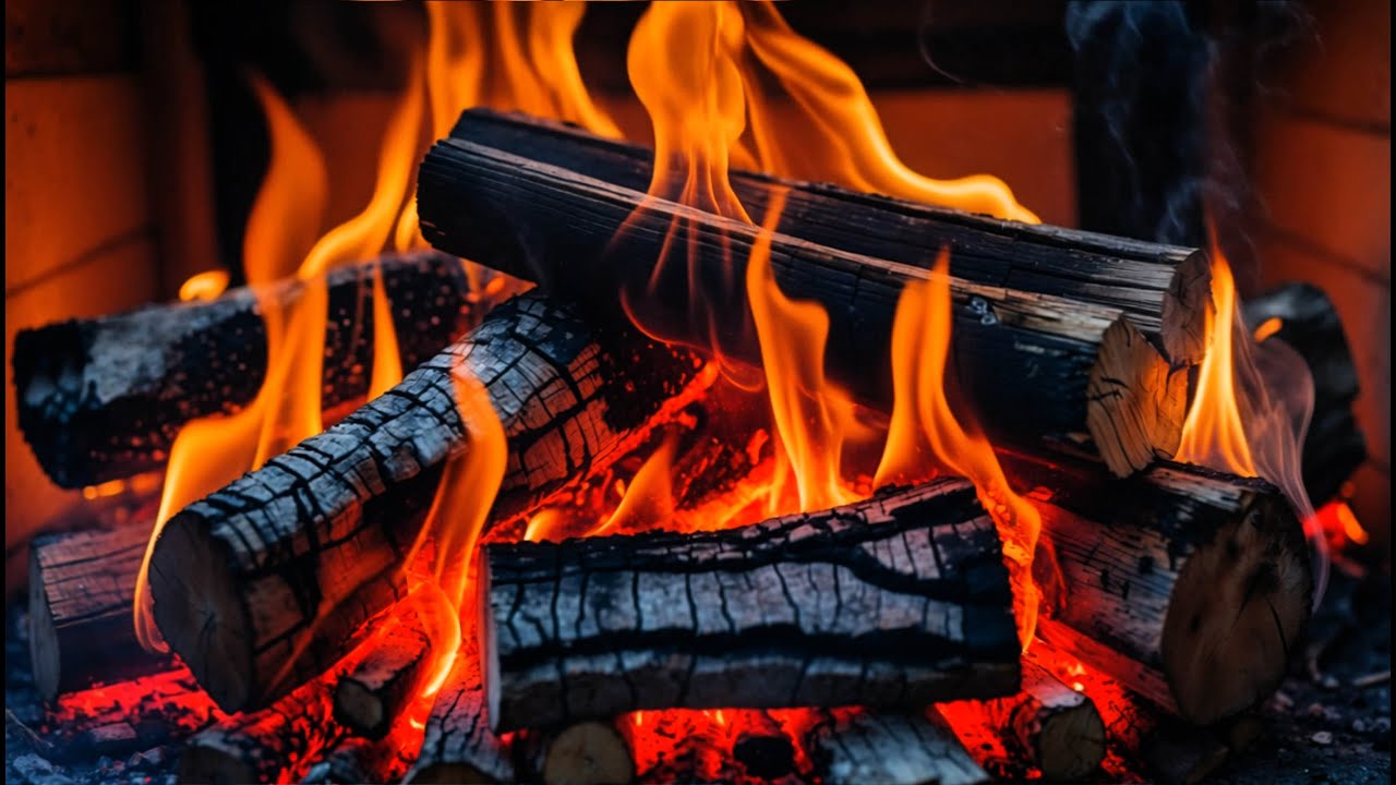 ❄️ Feel Cozy and Peaceful with a Warm Fireplace of Crackling Logs and Ember Light