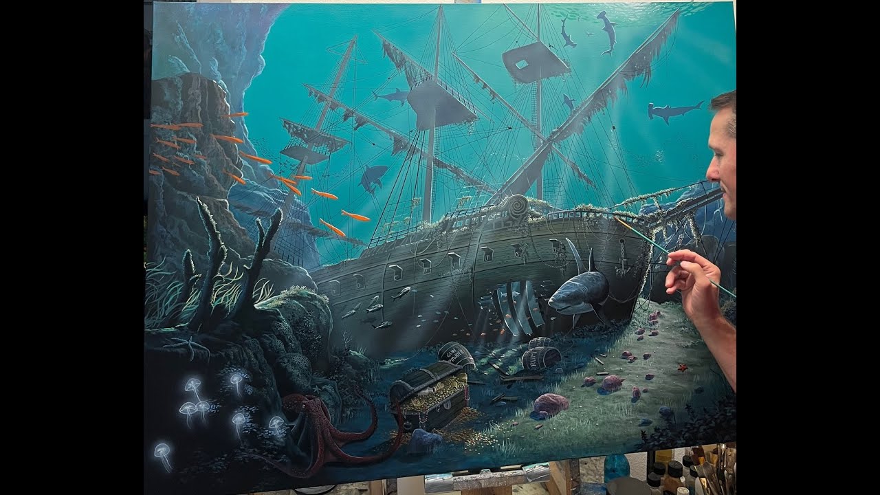 #104 Shipwreck Graveyard | Acrylic Painting Tutorial | Marc Harvill Art