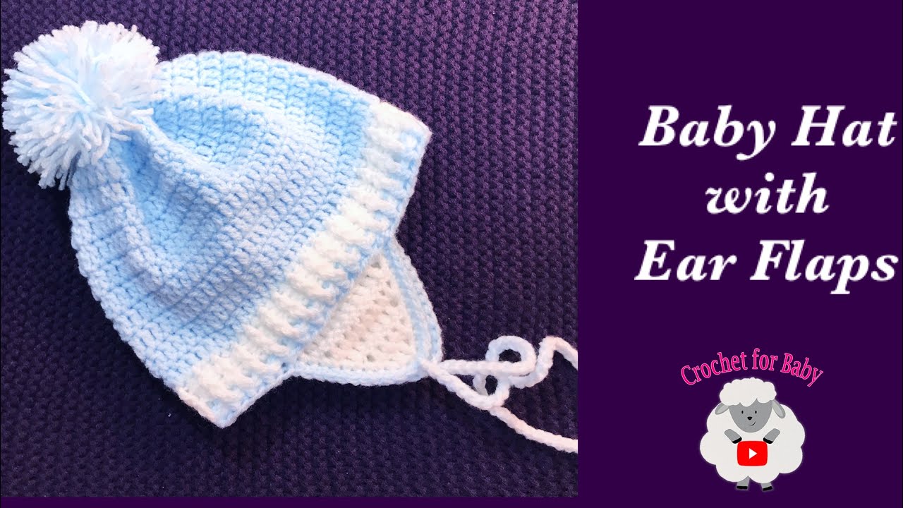 Easy Little Nile Crochet baby hat with ear flaps  0-12M  How to crochet hats - Crochet for Baby #191