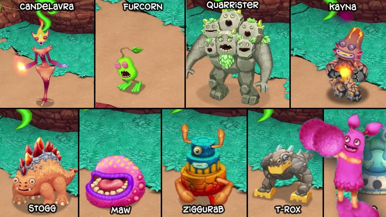Party Island but Each Monster is Zoomed in! Dawn of Fire (Sounds Better)