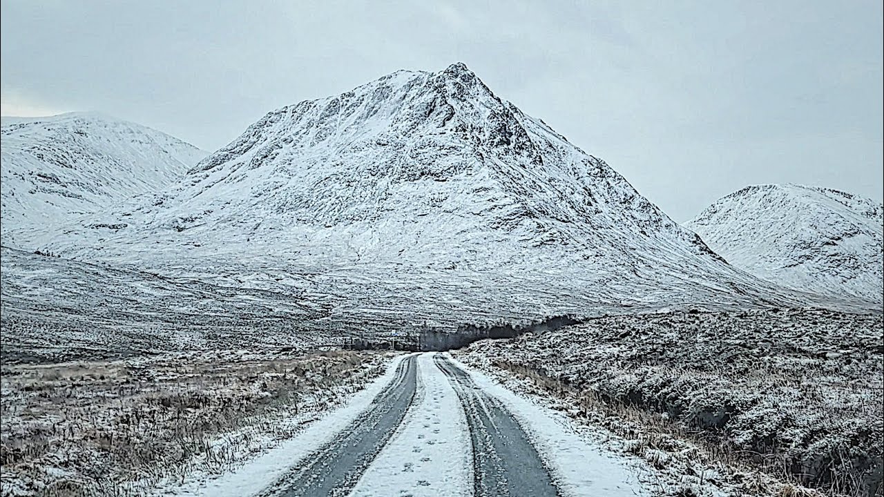 Driving the Scottish Highlands in the Snow | 4K with Gentle Ambient Music