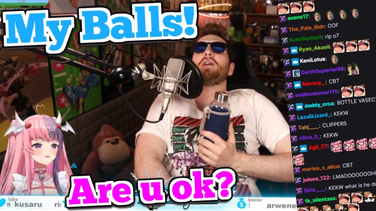 Mousey can't stop laughing when Connor hits his balls
