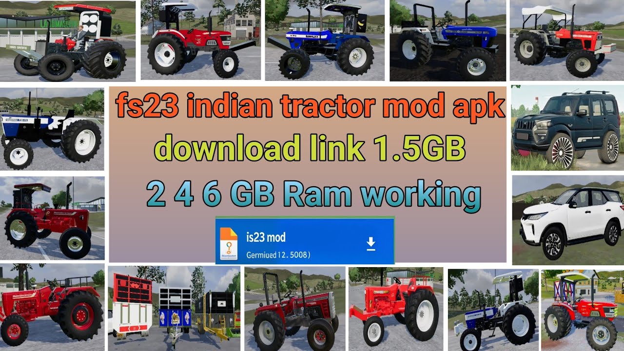 Download link // fs23 indian tractor mod // tractor+car // #fs23