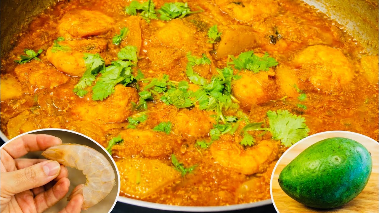Authentic Andhra Shrimp Mango Curry| రొయ్యల మామిడి కూర | Prawns Mango Curry Recipe#food #recipe
