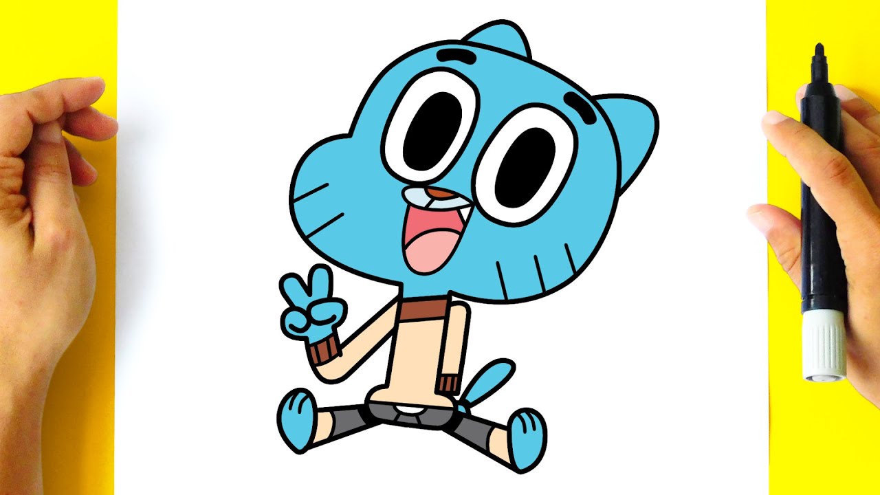 Como DESENHAR GUMBALL passo a passo - Como DIBUJAR a GUMBALL paso a paso - Fácil