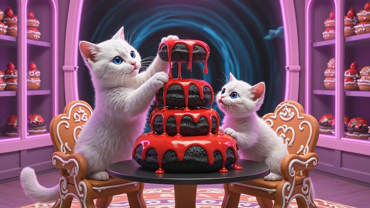 Food World: Mama Cat and Kitten Trapped in Black Soda Abyss! Monster Tank Rescue 😱⚠️🚜