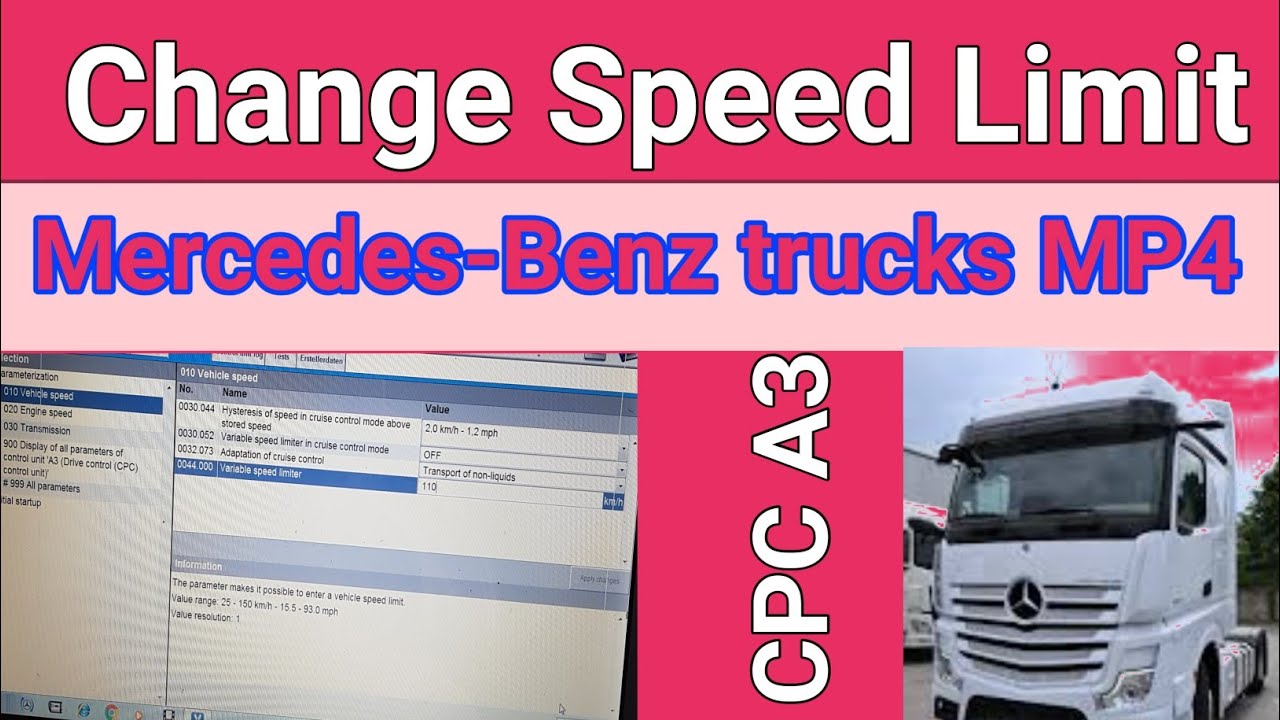 Change speed limit in Mercedes-Benz trucks MP4 Xentry DAS