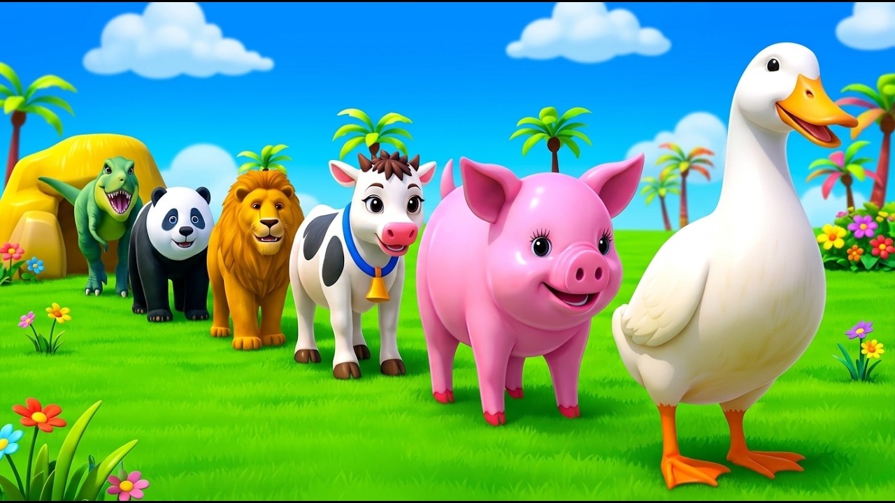 Long Slide Game With Cow Elephant Gorilla Hippopotamus Tiger 3d Animal Game Funny 3d Animals