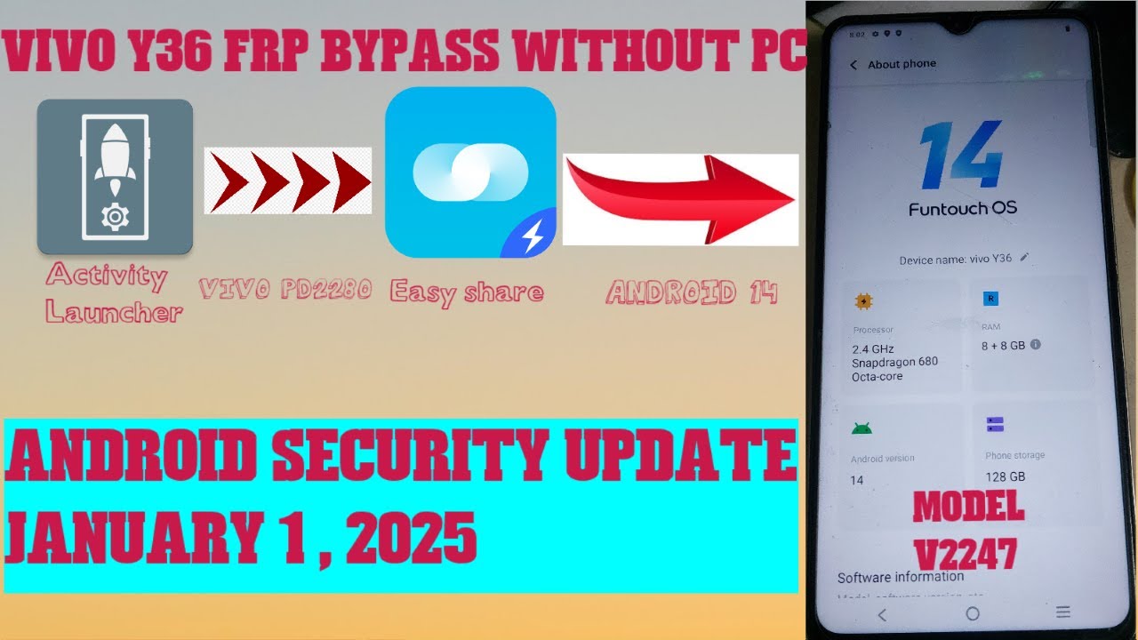 Y36 Frp Bypass Unlock Android 14 |Setting Not Open Bypass Made EasyUnlock Google Account in Minutes