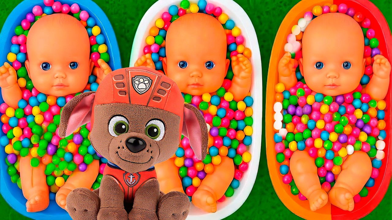 4 Minutes Satisfying with Full of 3 Rainbow BathTubs Candy with M&M's & Magic Slime Cutting Video 26