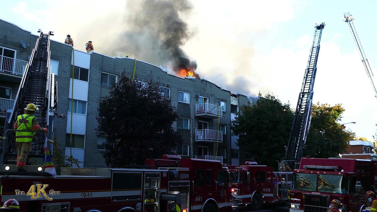 Longueuil: Ravaging 5 alarm fire at Greenfield Park apartment 10-14-2020