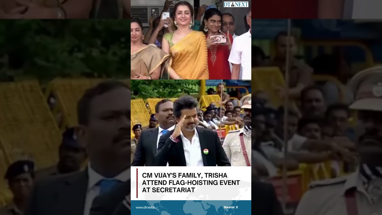 CM Vijay's family, Trisha attend flag-hoisting event at Secretariat