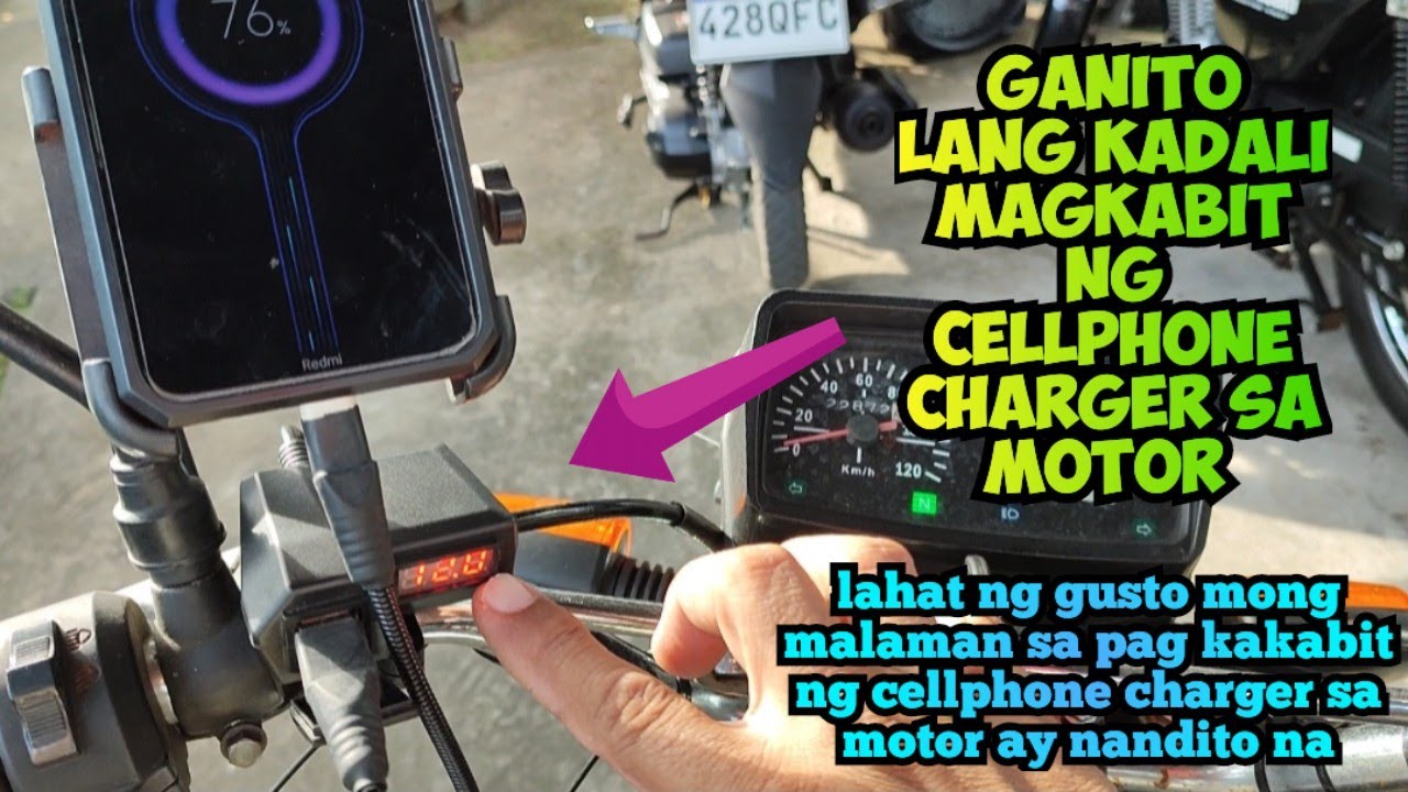 Paano mag kabit ng CELLPHONE CHARGER sa motor ng DIY only