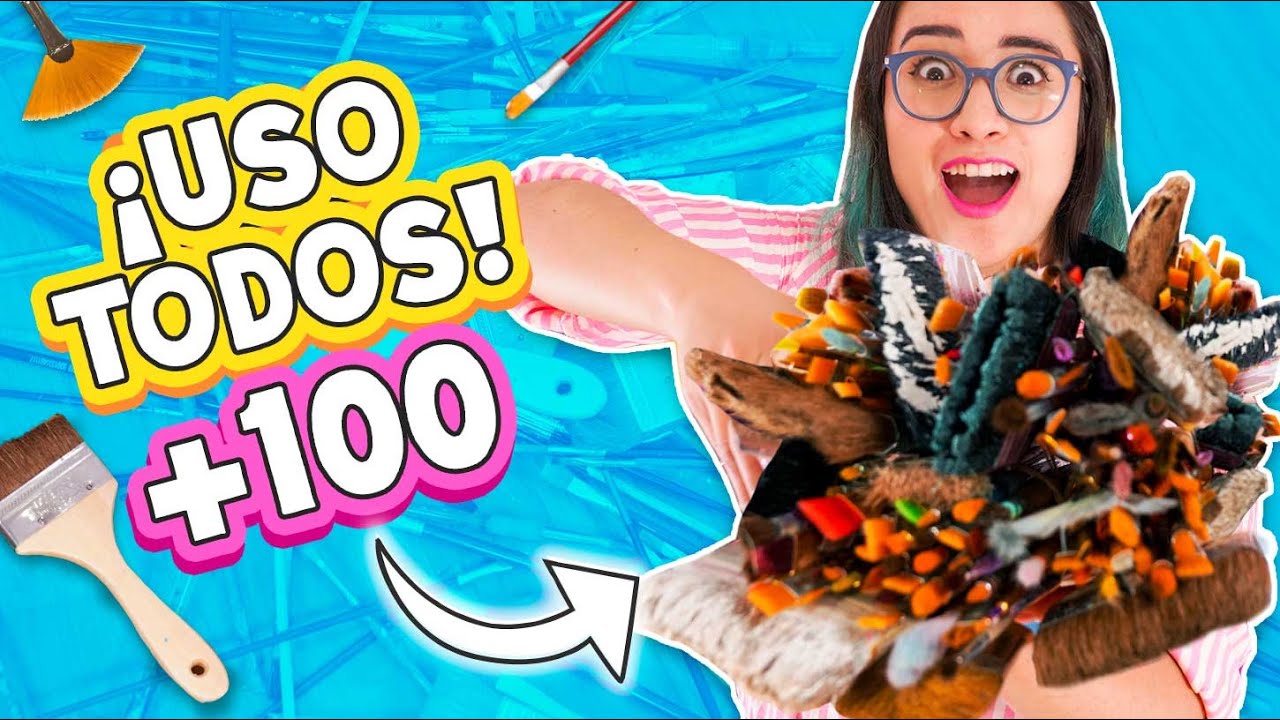 PINTO CON +100 PINCELES AL MISMO TIEMPO *Esto pasó* 🎨🤩 ✄ Craftingeek